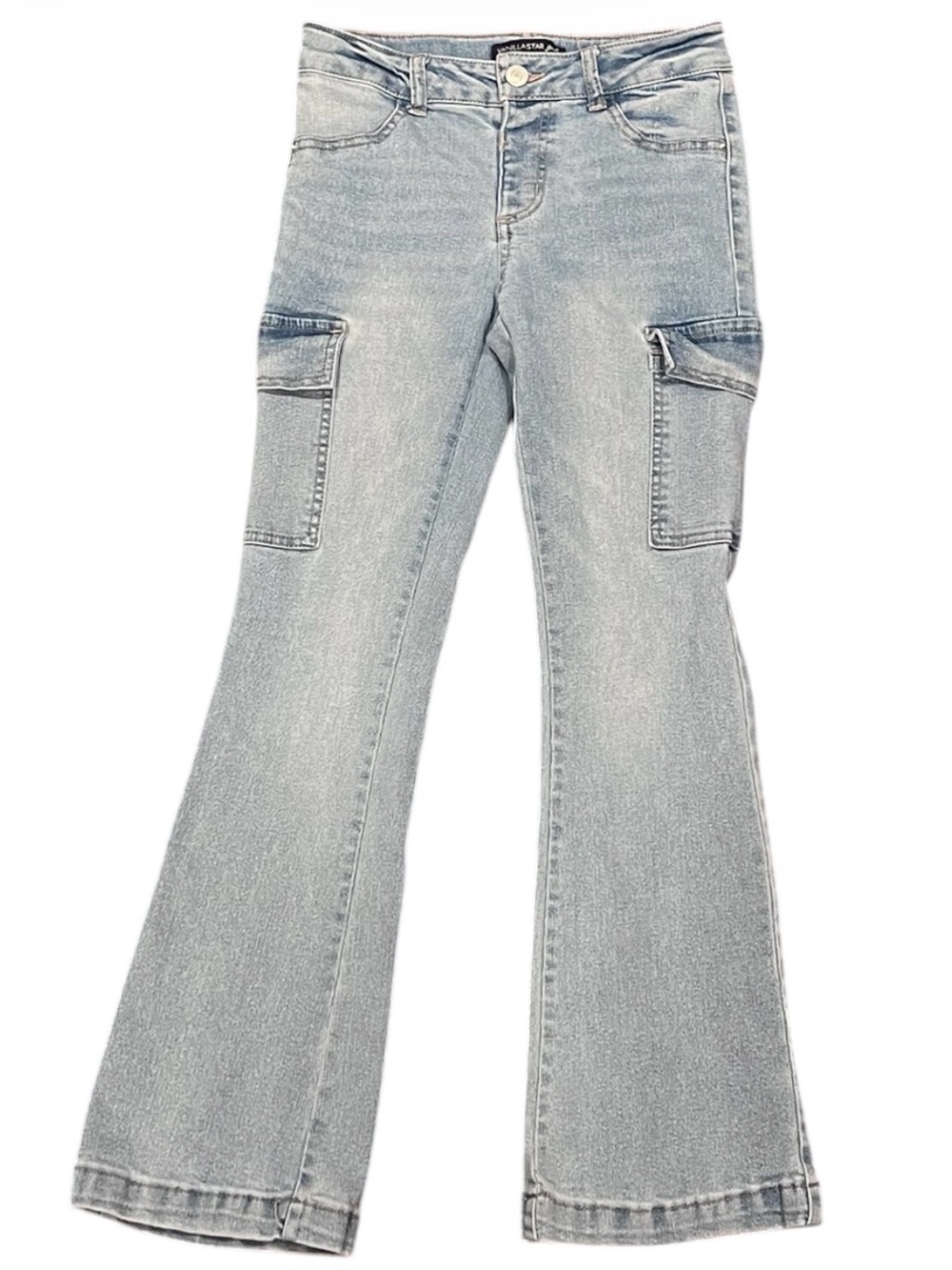 Vanilla Star Girls Size 8 Cargo Flare Jeans Light Wash